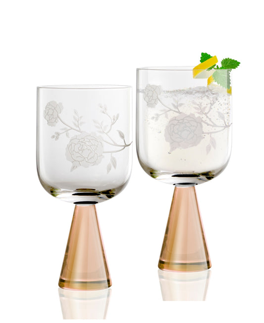 Peony Amber Goblet (Set of 2)