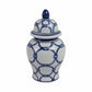 Ceramic Links Flower Decorative Temple Jar - Blue, 11 in.
