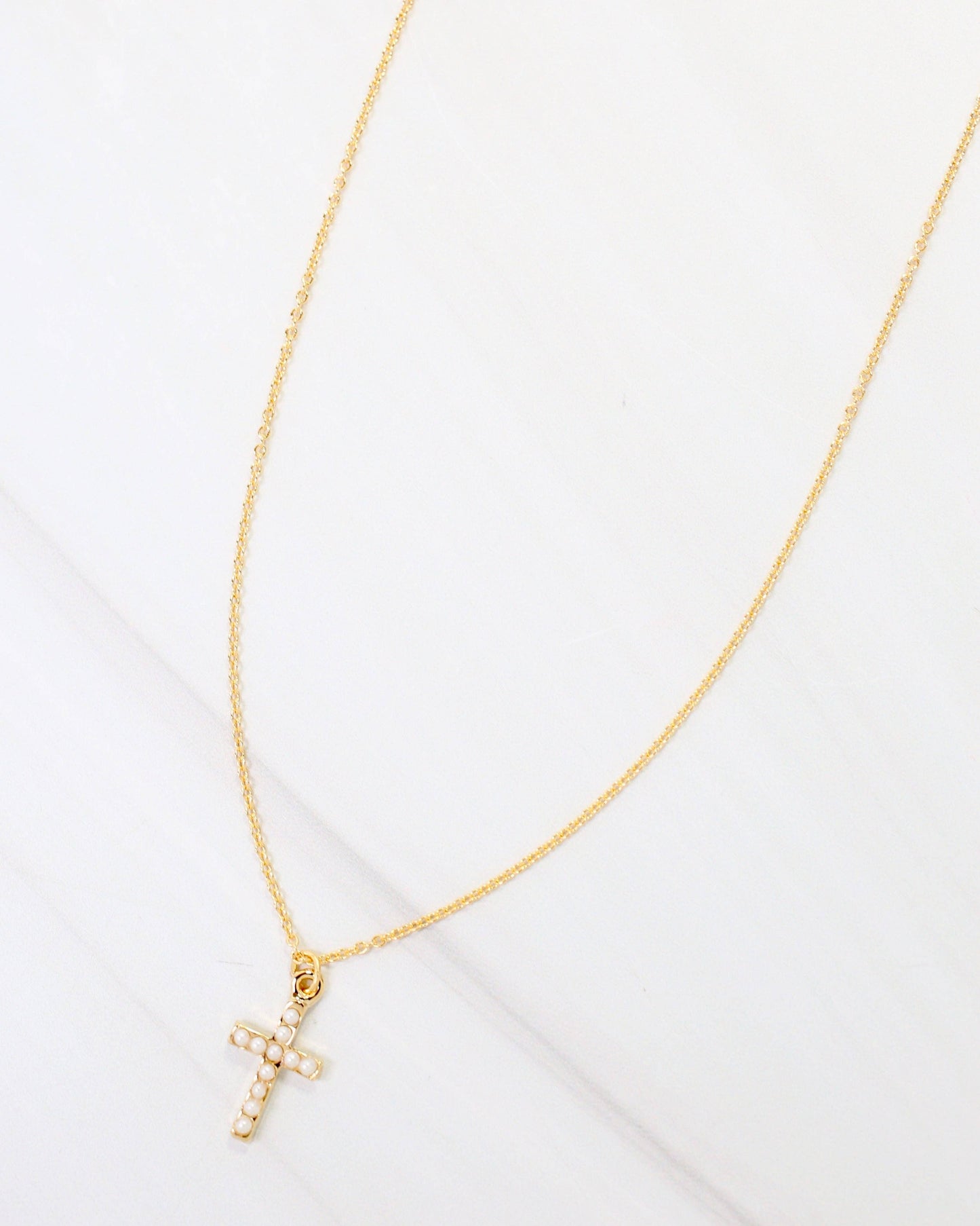 Hyannis CZ Cross Necklace Gold