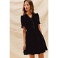 CHRISTMAS HOLIDAY VELVET RUFFLED MINI DRESS: BLACK / M