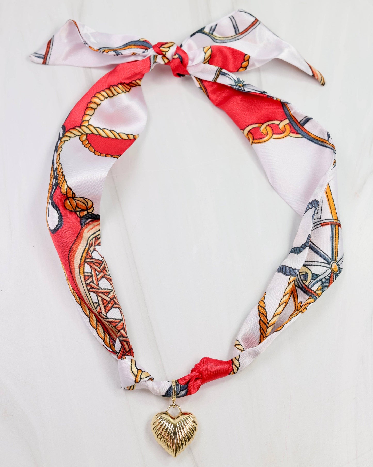 Lillie Scarf Charm Necklace RED WHITE: Default