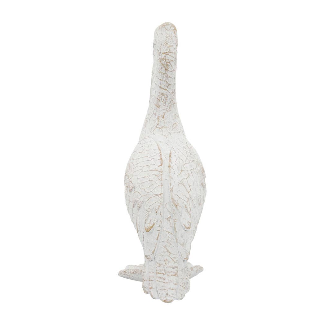 Decorative Figurine - White Ceramic Standing Pelican, 14 in.