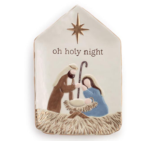 Divine Night Holy Family Ceramic Tray