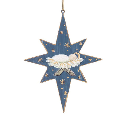 Two Sided Tin Star Religious Ornament