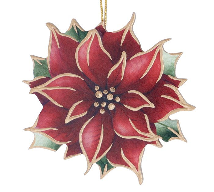 Wooden Poinsettia Ornament