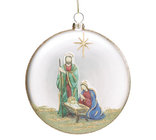 Gilded Glory Holy Family Glass Ornament