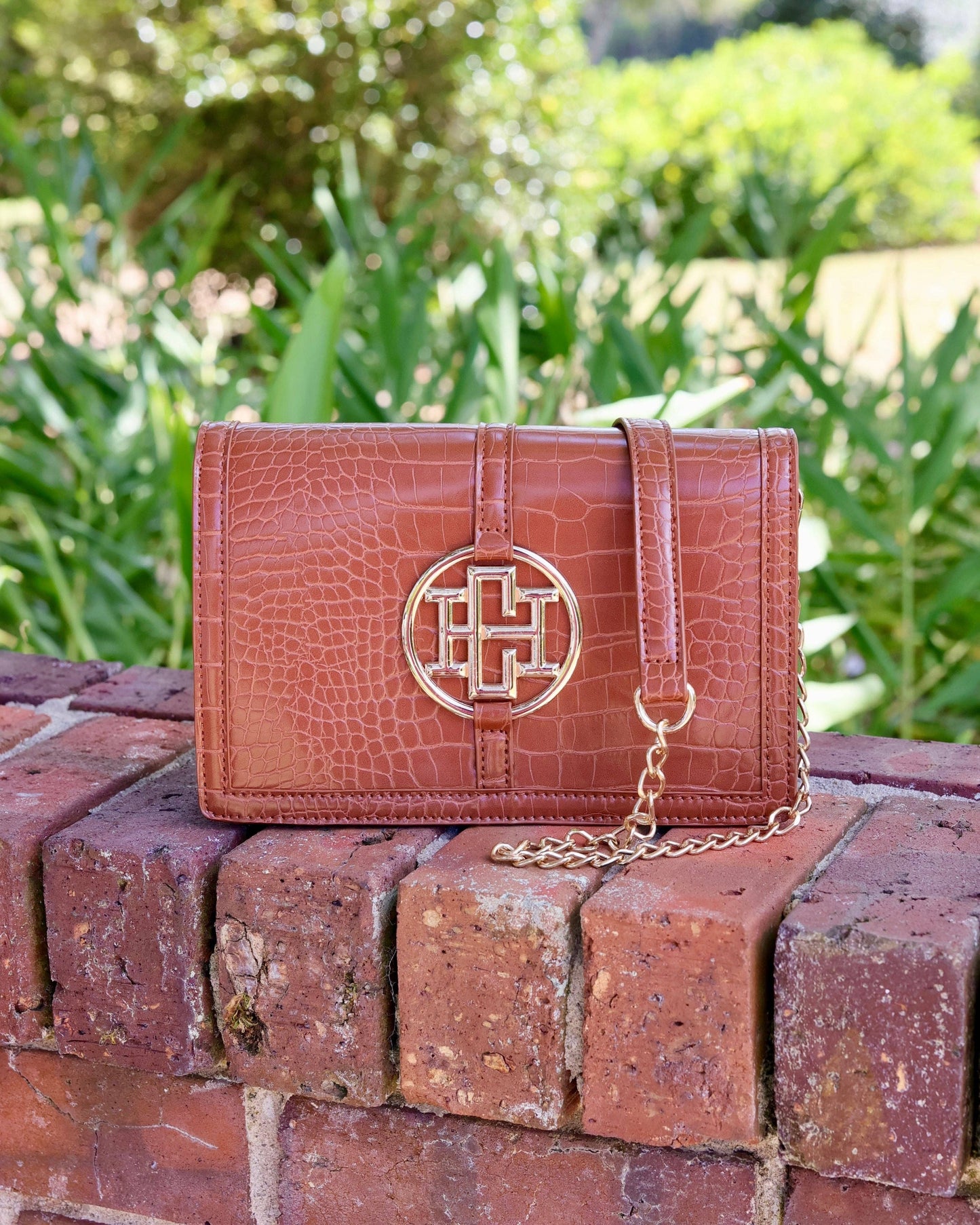 Cecilia Circle Logo Handbag Saddle EC: