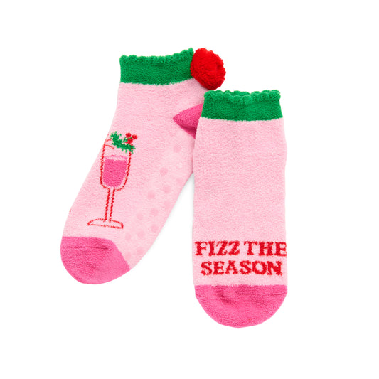 "FIZZ THE SEASON" Home Socks - Pink