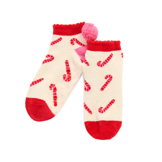 Candy Cane Home Socks - Ivory