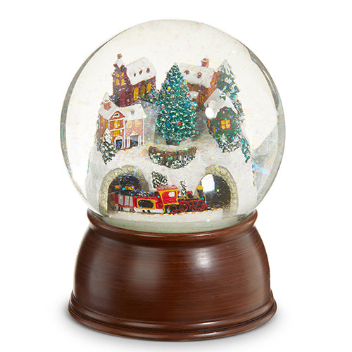 House and Train Musical Water Globe