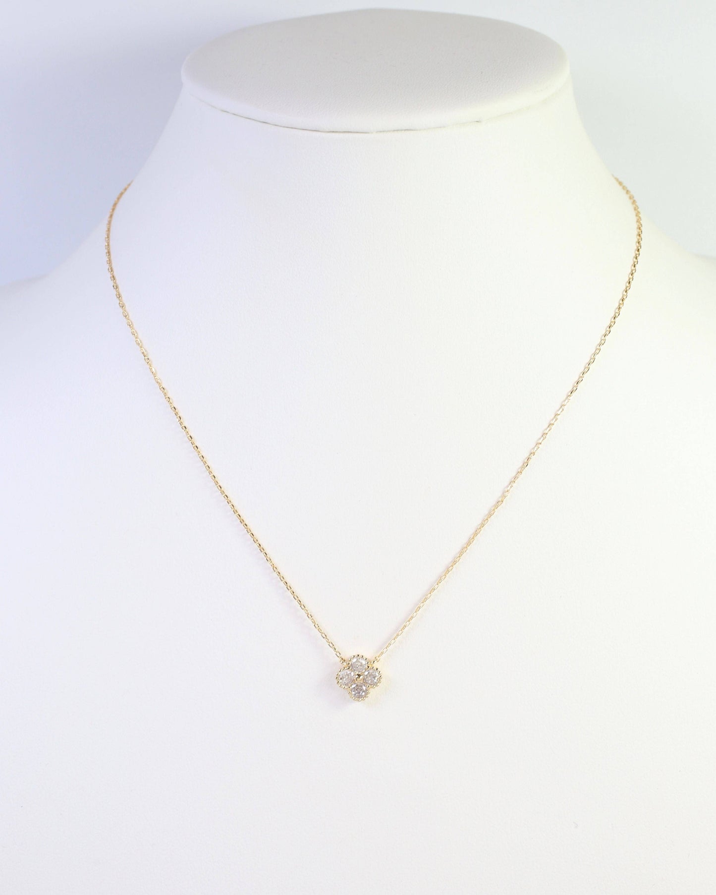Clovis CZ Clover Necklace WR Gold