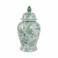 Ceramic Bird Flower Decorative Temple Jar - Green, 18 in.