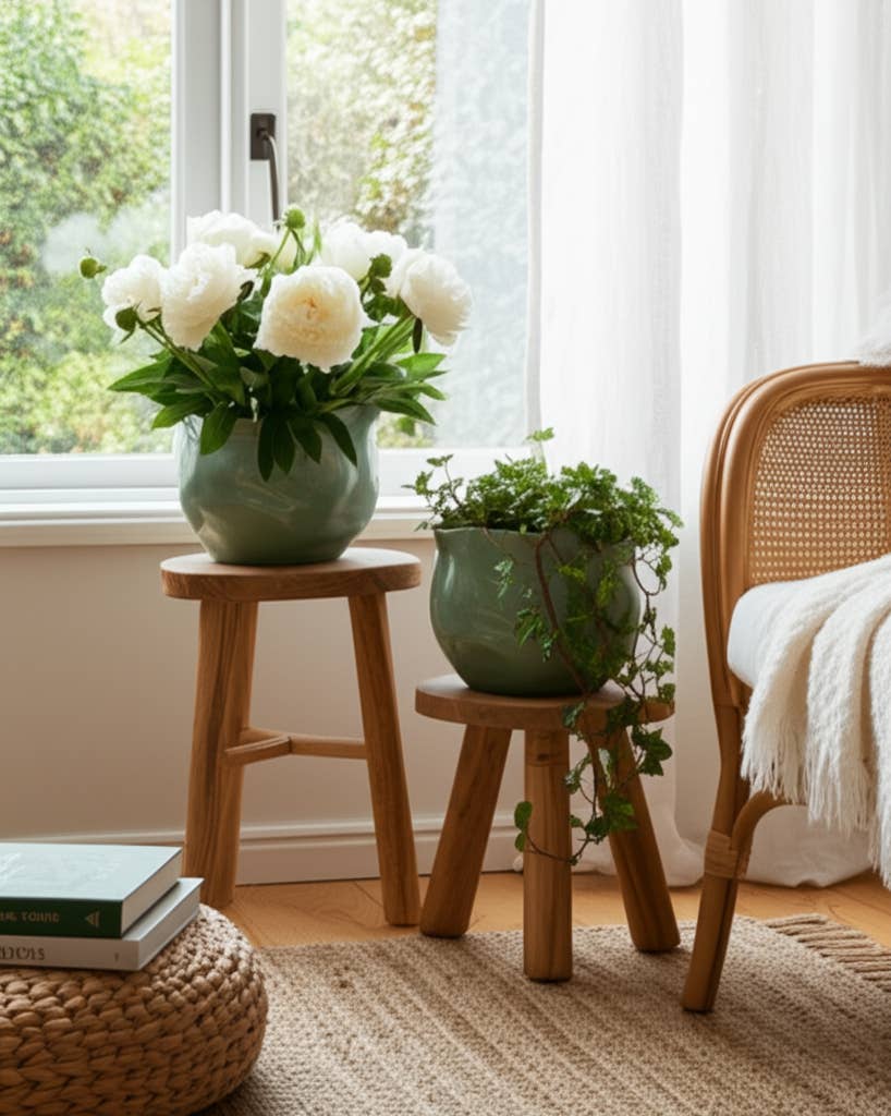 Green Ceramic Round Wavy Edge Planters (2 Sizes)