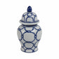Ceramic Links Flower Decorative Temple Jar - Blue, 11 in.