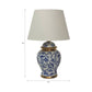 Table Lamp - Blue Ceramic Chinoiserie Floral Birds, 19 in.