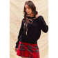 SEQUINS RIBBON CHRISTMAS HOLIDAY SWEATER TOP: BLACK/GOLD / M