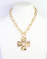 Cayce Large Cross Charm Necklace Gold: Default