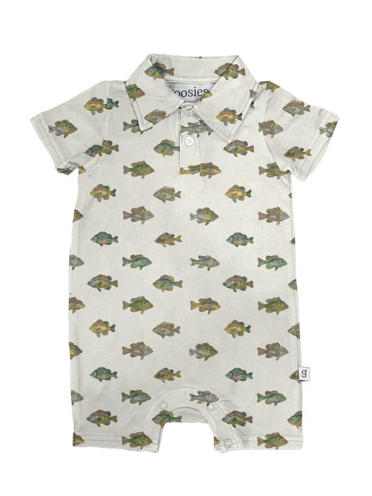 Lake Fish - SS Polo Romper: 6-12 months