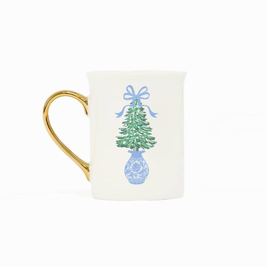 Gold Handle Mug Winter Pines