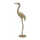 Figurine - Gold Metal Standing Crane Gleaming Finish, 16 in.