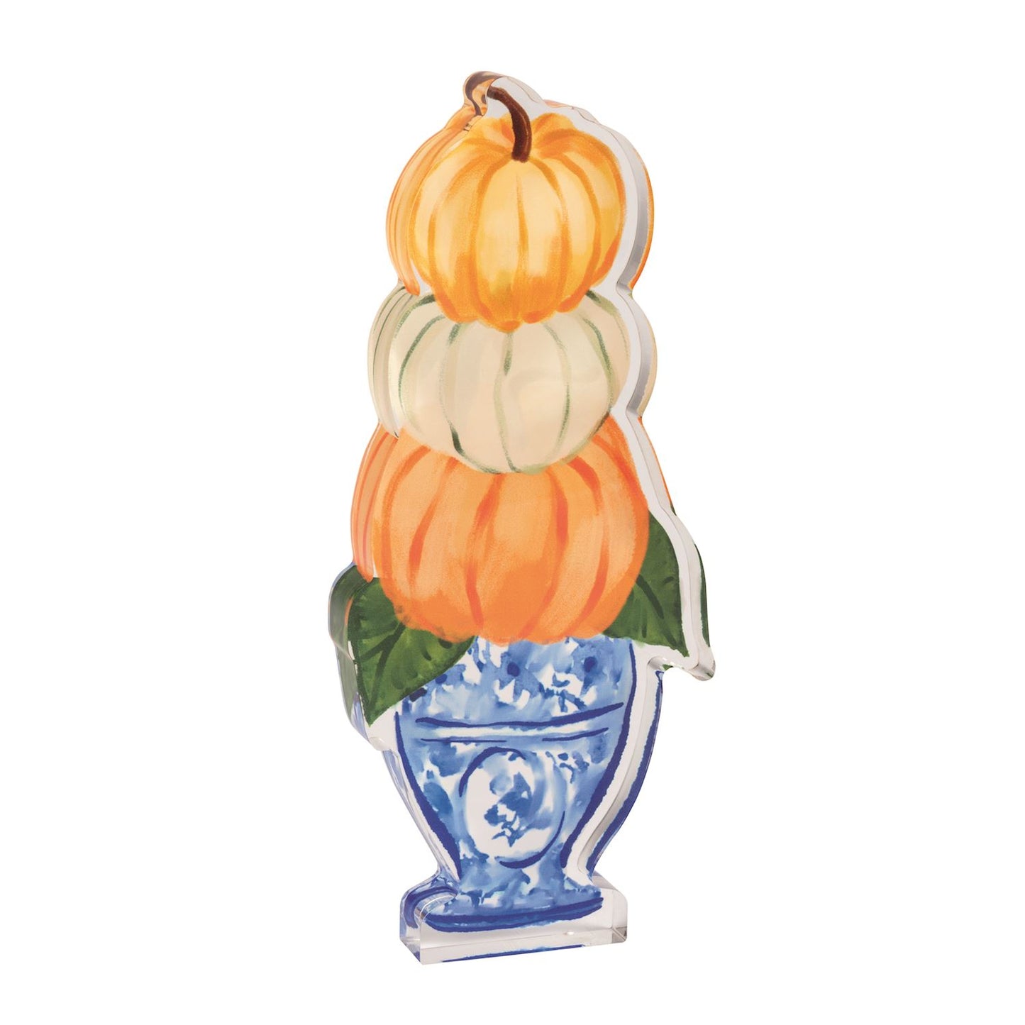 Three Pumpkin Topiary Acrylic Sitter