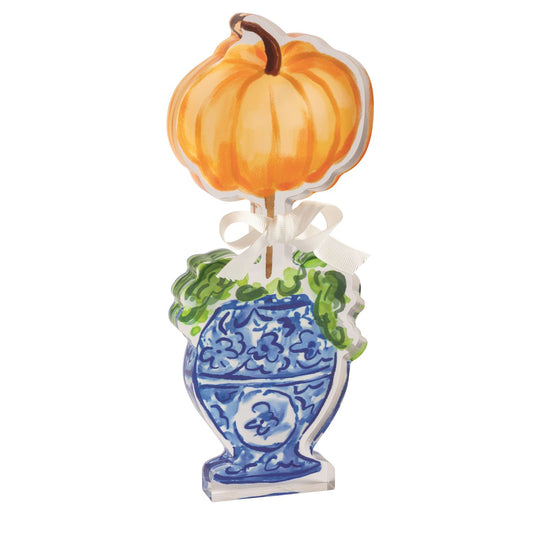 One Pumpkin Topiary Acrylic Sitter