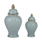 Ceramic Rope Temple Lidded Decorative Jar - Blue, 14 in.