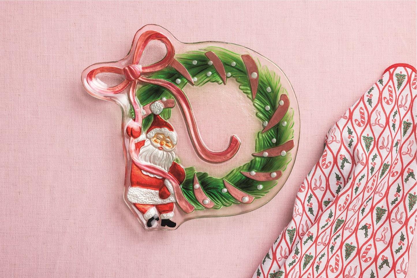 Santa Bow Wreath Platter