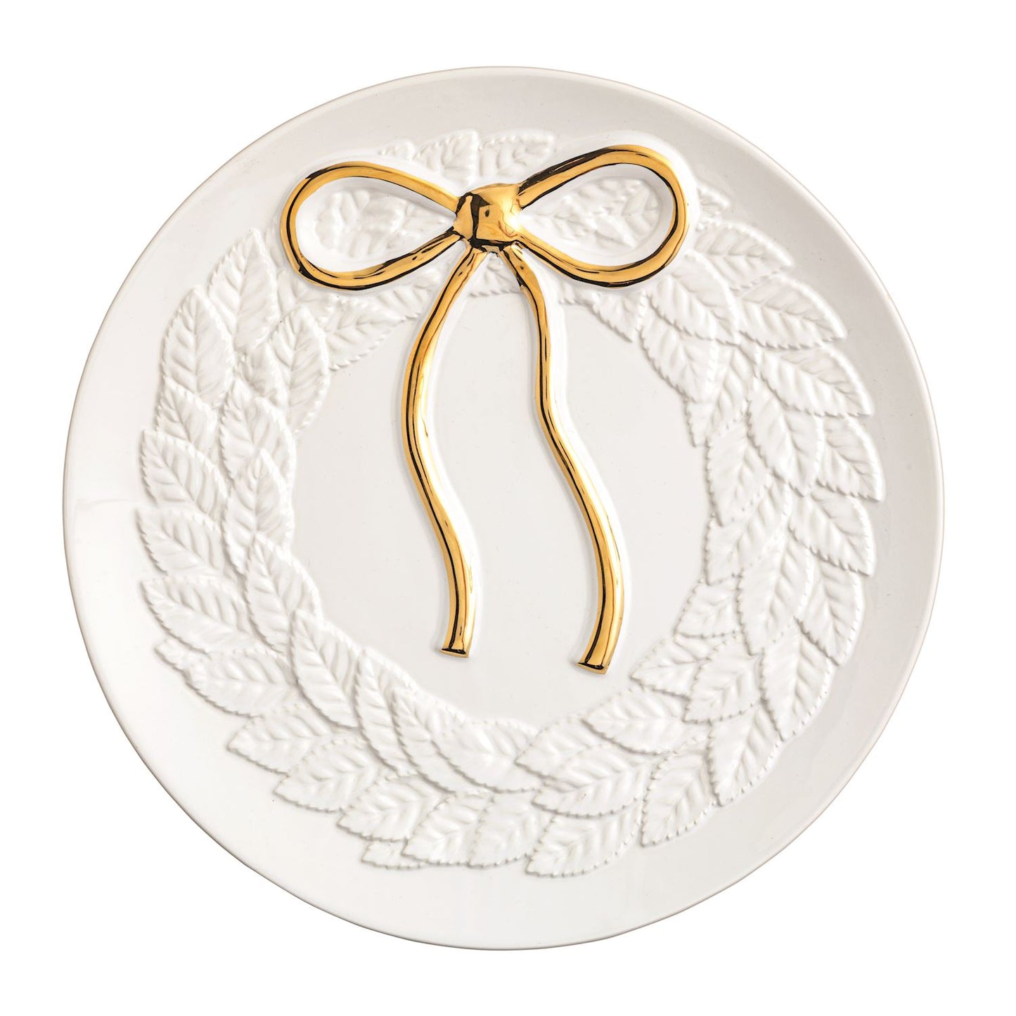 Gold Bow Wreath Cookie Plate