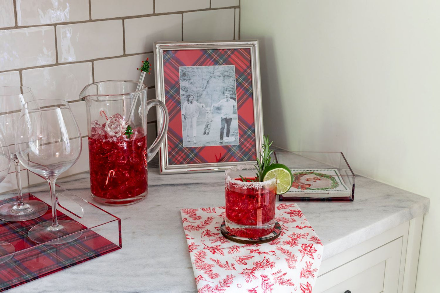 Santa Napkin & Tartan Caddy Set