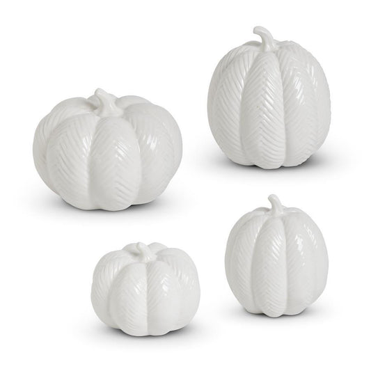 White Ceramic Chevron Embossed Pumpkins (4 Styles)