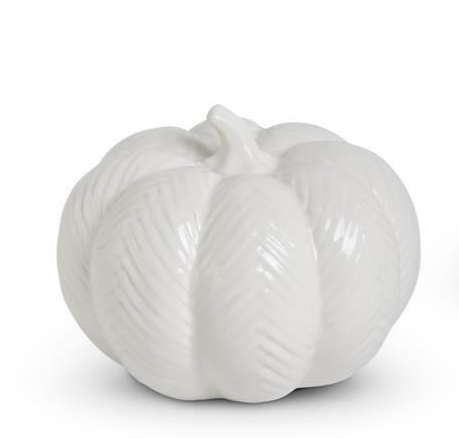 White Ceramic Chevron Embossed Pumpkins (4 Styles)