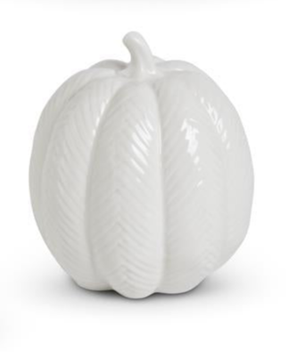 White Ceramic Chevron Embossed Pumpkins (4 Styles)