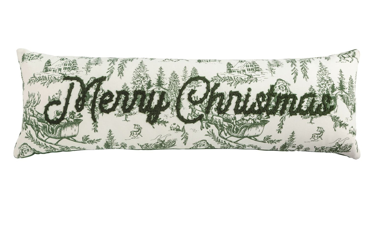 Merry Christmas Toile Long Pillow