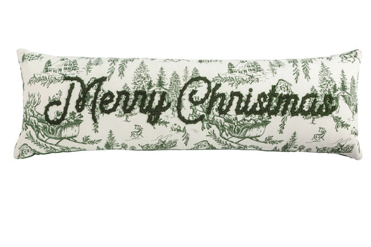 Merry Christmas Toile Long Pillow
