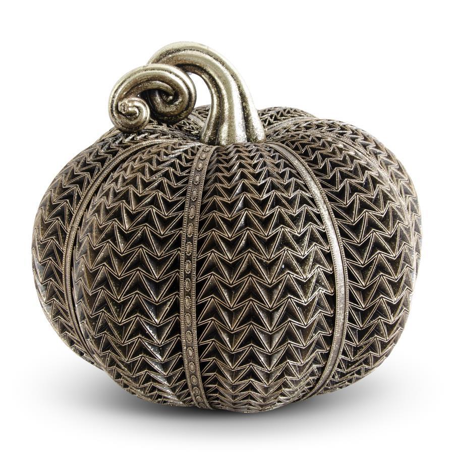 Resin Antique Gold Textured Pumpkin 13"