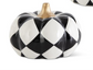 Black & White Harlequin Pumpkins w/Gold Stems (3 Sizes)