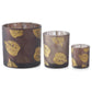 Brown Mirrored Interior Votives w/Gold Birch Leaves
