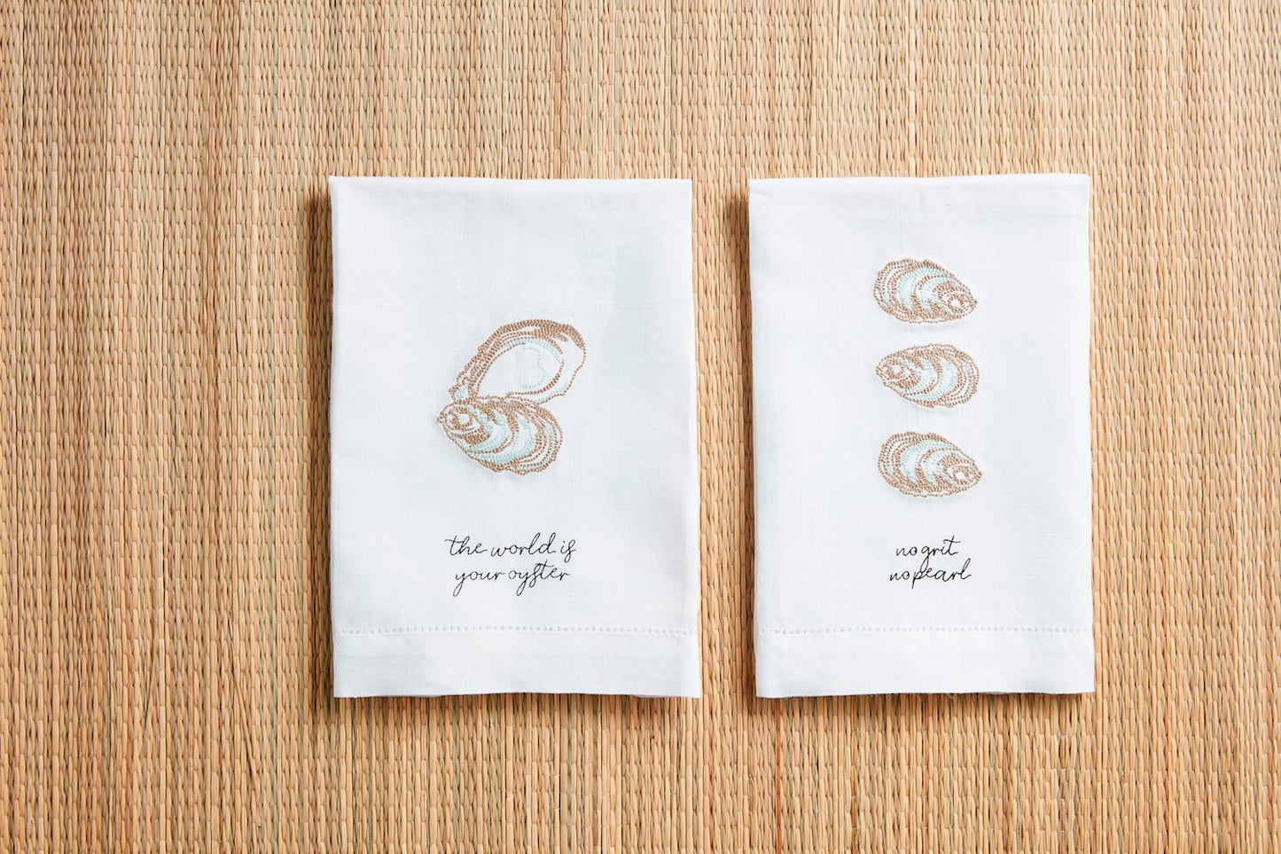 Oyster Embroidery Towels  (2 styles)