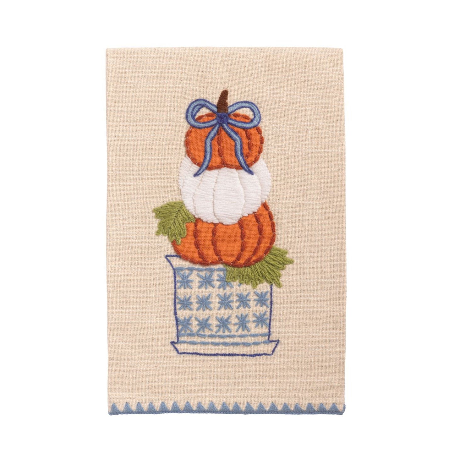 Stacked Pumpkin Applique Topiary Towel