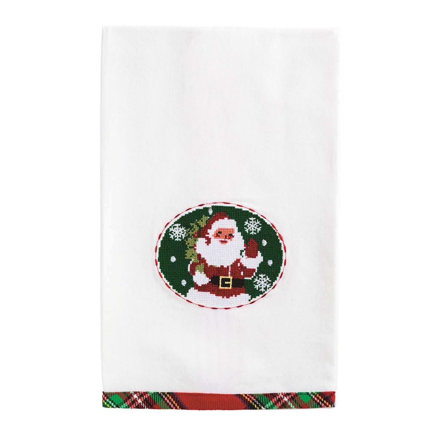 Santa Needlepoint Christmas Towel