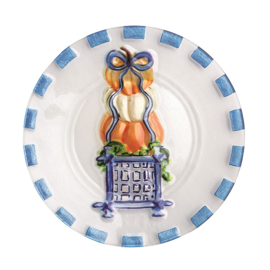 Pumpkin Topiary Glass Plate