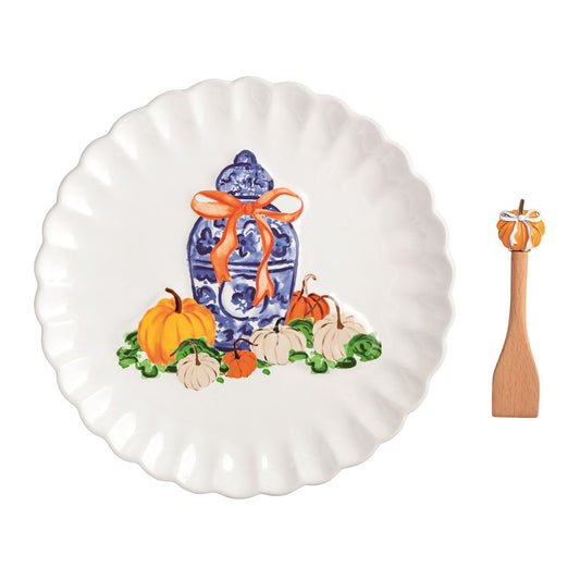 Topiary Pumpkin Cookie Plate Set