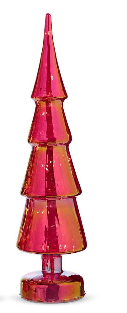 Lighted Red Iridescent Glass Trees (3 Sizes)