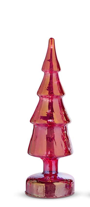 Lighted Red Iridescent Glass Trees (3 Sizes)