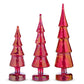 Lighted Red Iridescent Glass Trees (3 Sizes)