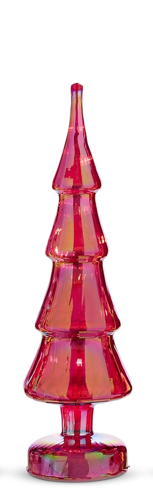 Lighted Red Iridescent Glass Trees (3 Sizes)