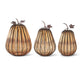 Orange Glass Pumpkin w/Dark Metal Stems (3 Sizes)
