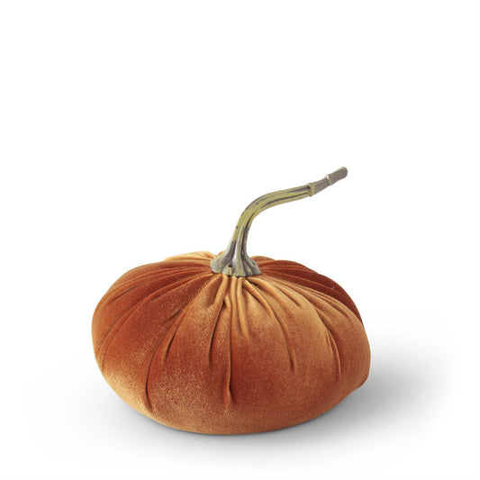 Orange Velvet Stuffed Pumpkin - 6.75"