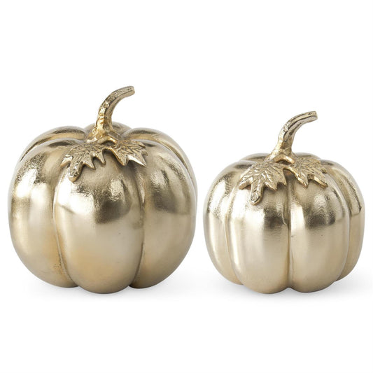 Textured Gold Metal Pumpkins (2 Sizes)